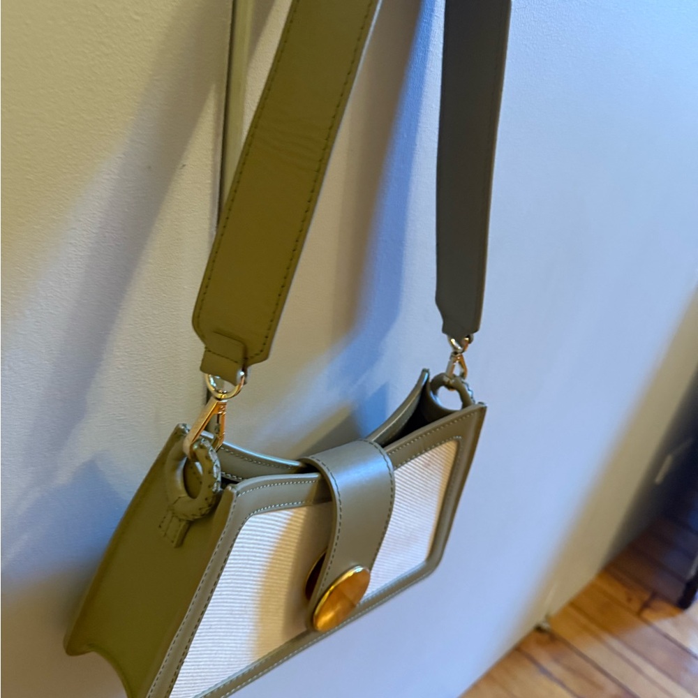 Elleme Olive and Cream Crossbody Bag
